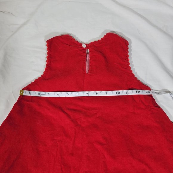 MARY JAMES Christmas dress - Size 2T - corduroy red with gingham ribbon trim, bo - Picture 6 of 10